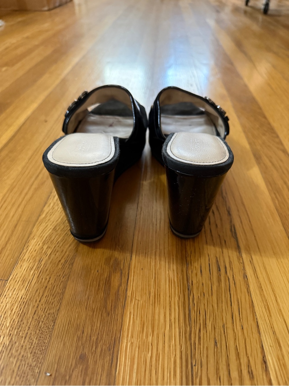 Vintage Coach Black Signature Logo Wedge Slide Sandals 11B - Picture 10 of 10